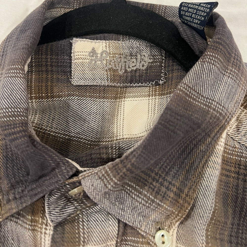 HARTFIELD FLANNELS brown and cream checkers size Large 100% cotton - Picture 8 of 9